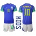 Tanie Strój piłkarski Brazylia Neymar Jr #10 Koszulka Wyjazdowej dla dziecięce MŚ 2022 Krótkie Rękawy (+ szorty)